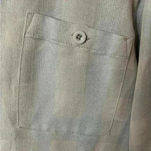 Weekender Luau Edition men short sleeve beige checked button down shirt. Sz L - Picture 2 of 6